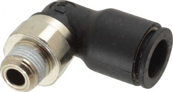 Legris - 3/8" OD, 1/8 NPT, Nylon/Nickel Plated Brass Push-to-Connect Male Elbow - 290 Max psi - Exact Tooling