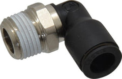 Legris - 3/8" OD, 3/8 NPT, Nylon/Nickel Plated Brass Push-to-Connect Male Elbow - 290 Max psi - Exact Tooling