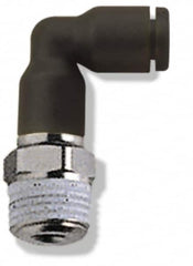 Legris - 5/32" OD, 1/4 NPT, Nylon/Nickel Plated Brass Push-to-Connect Extended Male Elbow - 290 Max psi - Exact Tooling