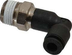 Legris - 5/32" OD, 1/8 NPT, Nylon/Nickel Plated Brass Push-to-Connect Extended Male Elbow - 290 Max psi - Exact Tooling