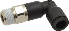 Legris - 1/4" OD, 1/8 NPT, Nylon/Nickel Plated Brass Push-to-Connect Extended Male Elbow - 290 Max psi - Exact Tooling