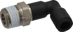 Legris - 1/4" OD, 1/4 NPT, Nylon/Nickel Plated Brass Push-to-Connect Extended Male Elbow - 290 Max psi - Exact Tooling
