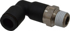 Legris - 3/8" OD, 1/4 NPT, Nylon/Nickel Plated Brass Push-to-Connect Extended Male Elbow - 290 Max psi - Exact Tooling