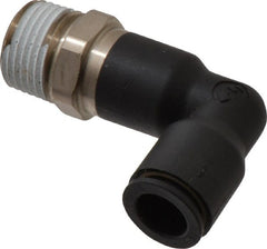Legris - 3/8" OD, 3/8 NPT, Nylon/Nickel Plated Brass Push-to-Connect Extended Male Elbow - 290 Max psi - Exact Tooling