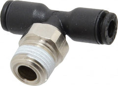 Legris - 5/32" OD, 1/8 NPT, Nylon/Nickel Plated Brass Push-to-Connect Male Branch Tee - 290 Max psi - Exact Tooling