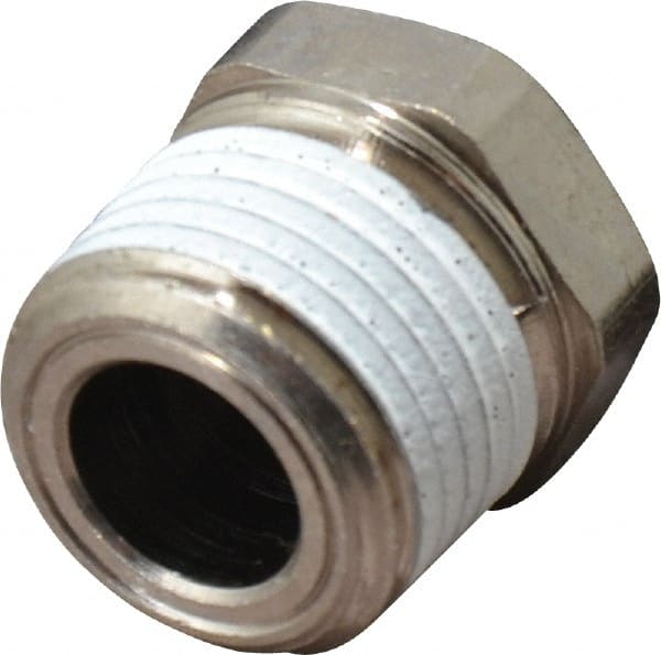 Legris - 3/8" OD, 1/2 NPT, Nylon/Nickel Plated Brass Push-to-Connect Male Branch Tee - 290 Max psi - Exact Tooling