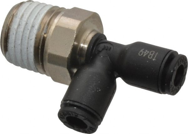 Legris - 5/32" OD, 1/4 NPT, Nylon/Nickel Plated Brass Push-to-Connect Male Run Tee - 290 Max psi - Exact Tooling