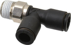 Legris - 1/4" OD, 1/8 NPT, Nylon/Nickel Plated Brass Push-to-Connect Male Run Tee - 290 Max psi - Exact Tooling