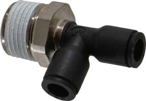 Legris - 1/4" OD, 3/8 NPT, Nylon/Nickel Plated Brass Push-to-Connect Male Run Tee - 290 Max psi - Exact Tooling