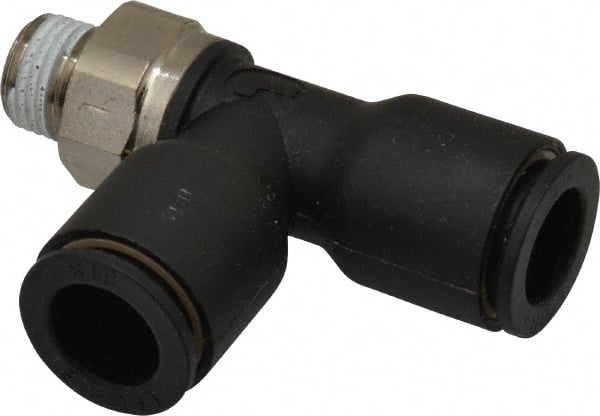 Legris - 3/8" OD, 1/8 NPT, Nylon/Nickel Plated Brass Push-to-Connect Male Run Tee - 290 Max psi - Exact Tooling