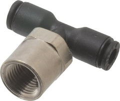 Legris - 5/32" OD, 1/8 NPT, Nylon/Nickel Plated Brass Push-to-Connect Female Branch Tee - 290 Max psi - Exact Tooling