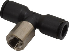 Legris - 5/16" OD, 1/8 NPT, Nylon/Nickel Plated Brass Push-to-Connect Female Branch Tee - 290 Max psi - Exact Tooling