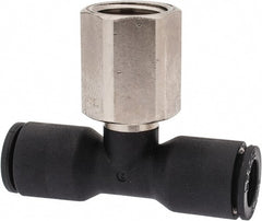 Legris - 5/16" OD, 1/4 NPT, Nylon/Nickel Plated Brass Push-to-Connect Female Branch Tee - 290 Max psi - Exact Tooling