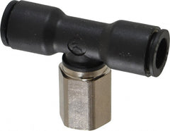 Legris - 3/8" OD, 1/4 NPT, Nylon/Nickel Plated Brass Push-to-Connect Female Branch Tee - 290 Max psi - Exact Tooling