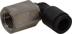 Legris - 1/4" OD, 1/8 NPT, Nylon/Nickel Plated Brass Push-to-Connect Female Elbow - 290 Max psi - Exact Tooling