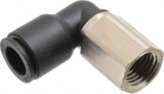 Legris - 3/8" OD, 1/4 NPT, Nylon/Nickel Plated Brass Push-to-Connect Female Elbow - 290 Max psi - Exact Tooling