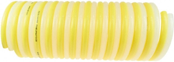 Coilhose Pneumatics - 1/4" ID, 50' Long, Yellow & Natural Nylon Coiled & Self Storing Hose - 185 Max psi, No Fittings - Exact Tooling