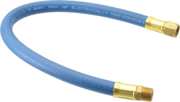 Coilhose Pneumatics - 3/8" ID 1-1/2' Long Lead-In Whip Hose - FNPT x MNPT Swivel Ends, 200 Working psi, -40 to 212°F, 3/8" Fitting, - Exact Tooling