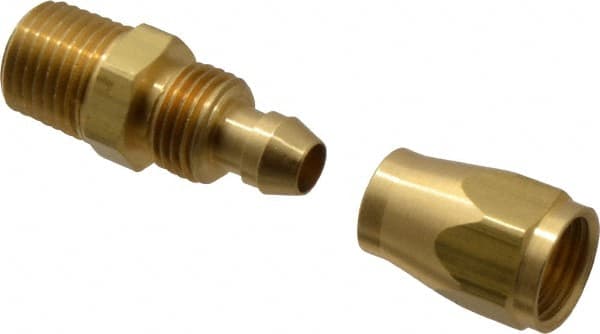 Coilhose Pneumatics - 1/4 NPT, Brass Reusable Hose Male Rigid - 1/4" Hose ID x 3/8" Hose OD - Exact Tooling