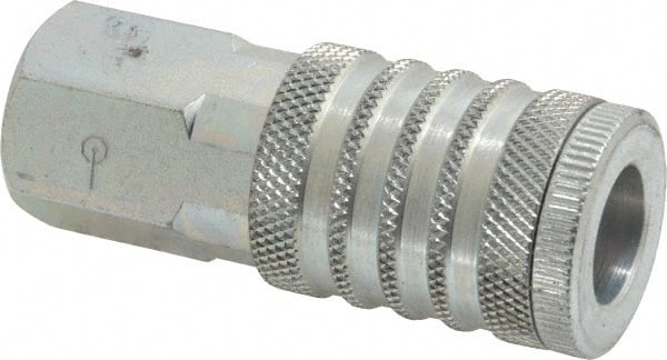Coilhose Pneumatics - 1/2 Female NPT Industrial Pneumatic Hose Coupler - Plated Steel, 1/2" Body Diam - Exact Tooling