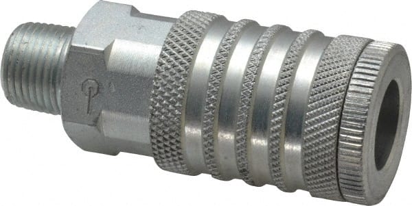 Coilhose Pneumatics - 3/8 Male NPT Industrial Pneumatic Hose Coupler - Plated Steel, 1/2" Body Diam - Exact Tooling