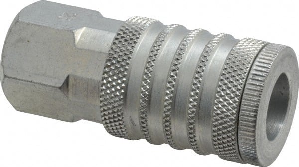 Coilhose Pneumatics - 3/8 Female NPT Industrial Pneumatic Hose Coupler - Plated Steel, 1/2" Body Diam - Exact Tooling