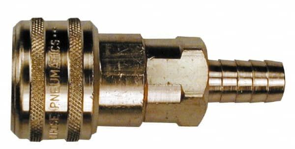 Coilhose Pneumatics - Hose Barb Industrial Pneumatic Hose Coupler - Brass, 3/4" Body Diam, 3/4" Hose ID - Exact Tooling