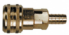 Coilhose Pneumatics - Lock-On Hose Barb Industrial Pneumatic Hose Coupler - Brass, 1/2" Body Diam, 1/2" Hose ID - Exact Tooling