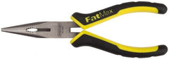 Stanley - 8" OAL, 2-15/16" Jaw Length x 11/16" Jaw Width, Long Nose Side Cutting Pliers - Serrated Jaw, Standard Head, Bi-Material Cushion Grip Handles - Exact Tooling