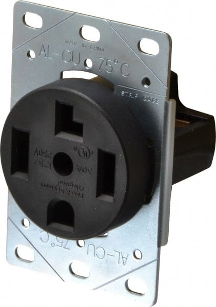 Pass & Seymour - 125/250 VAC, 30 Amp, 14-30R NEMA Configuration, Brown, Industrial Grade, Self Grounding Single Receptacle - 1 Phase, 3 Poles, 4 Wire, Flush Mount - Exact Tooling