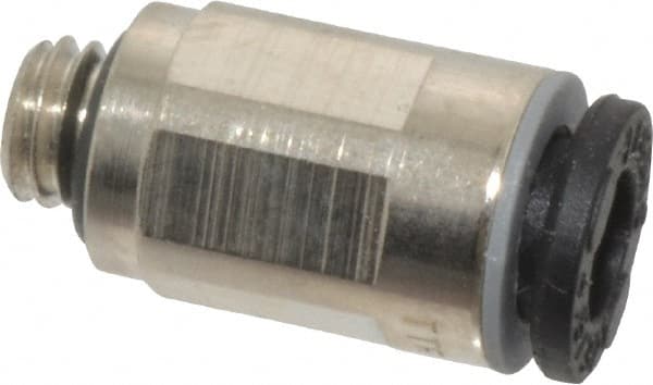 Legris - 4mm Outside Diam, M5 x 0.8 Metric, Nickel Plated Brass Push-to-Connect Tube Male Connector - 290 Max psi - Exact Tooling
