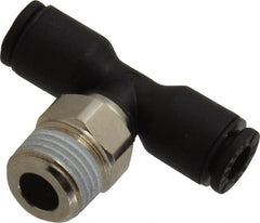 Legris - 5/32" OD, 1/8 BSPT, Nylon/Nickel Plated Brass Push-to-Connect Male Branch Tee - 290 Max psi - Exact Tooling
