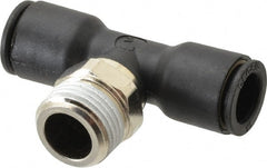 Legris - 10mm OD, 3/8 BSPT, Nylon/Nickel Plated Brass Push-to-Connect Male Branch Tee - 290 Max psi - Exact Tooling