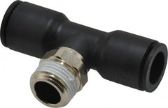 Legris - 12mm OD, 3/8 BSPT, Nylon/Nickel Plated Brass Push-to-Connect Male Branch Tee - 290 Max psi - Exact Tooling