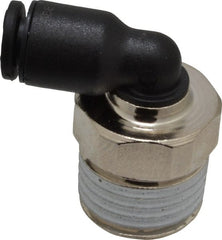 Legris - 5/32" OD, 1/4 BSPT, Nylon/Nickel Plated Brass Push-to-Connect Male Elbow - 290 Max psi - Exact Tooling