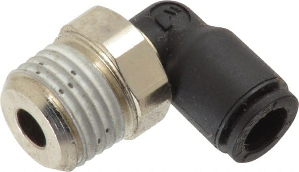 Legris - 6mm OD, 1/4 BSPT, Nylon/Nickel Plated Brass Push-to-Connect Male Elbow - 290 Max psi - Exact Tooling