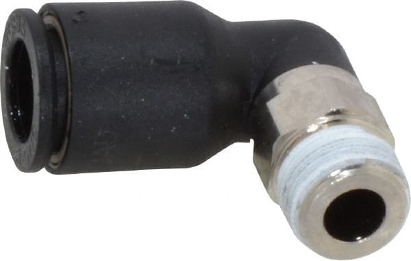 Legris - 5/16" OD, 1/8 BSPT, Nylon/Nickel Plated Brass Push-to-Connect Male Elbow - 290 Max psi - Exact Tooling