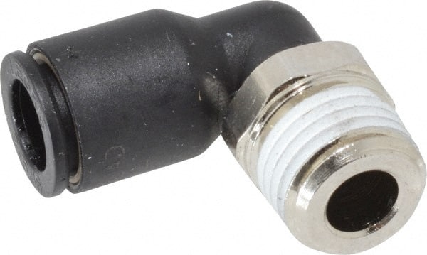 Legris - 5/16" OD, 1/4 BSPT, Nylon/Nickel Plated Brass Push-to-Connect Male Elbow - 290 Max psi - Exact Tooling