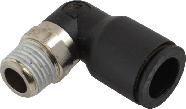 Legris - 12mm OD, 1/4 BSPT, Nylon/Nickel Plated Brass Push-to-Connect Male Elbow - 290 Max psi - Exact Tooling