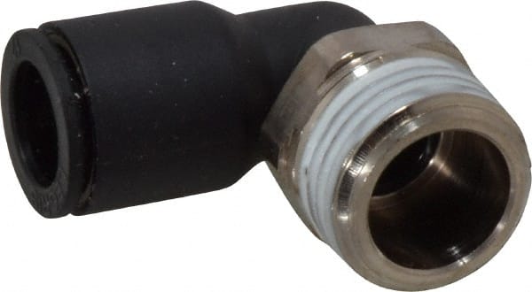 Legris - 12mm OD, 1/2 BSPT, Nylon/Nickel Plated Brass Push-to-Connect Male Elbow - 290 Max psi - Exact Tooling