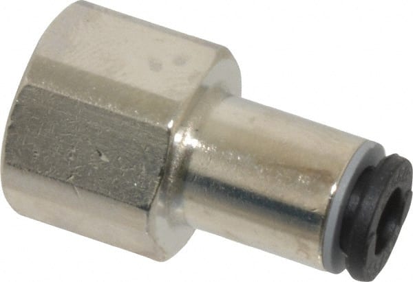 Legris - 4mm Outside Diam, 1/8 BSPP, Nickel Plated Brass Push-to-Connect Tube Female Connector - 290 Max psi - Exact Tooling