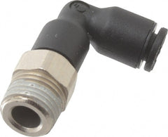 Legris - 4mm OD, 1/8 BSPP, Nylon/Nickel Plated Brass Push-to-Connect Extended Male Elbow - 290 Max psi - Exact Tooling