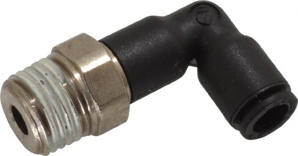 Legris - 6mm OD, 1/4 BSPP, Nylon/Nickel Plated Brass Push-to-Connect Extended Male Elbow - 290 Max psi - Exact Tooling