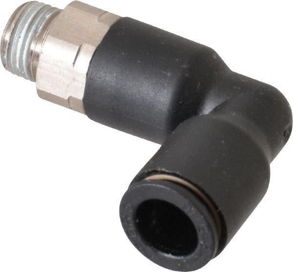 Legris - 8mm OD, 1/8 BSPP, Nylon/Nickel Plated Brass Push-to-Connect Extended Male Elbow - 290 Max psi - Exact Tooling
