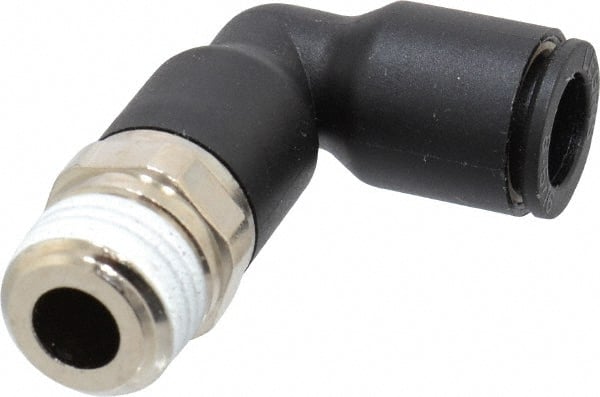 Legris - 8mm OD, 1/4 BSPP, Nylon/Nickel Plated Brass Push-to-Connect Extended Male Elbow - 290 Max psi - Exact Tooling