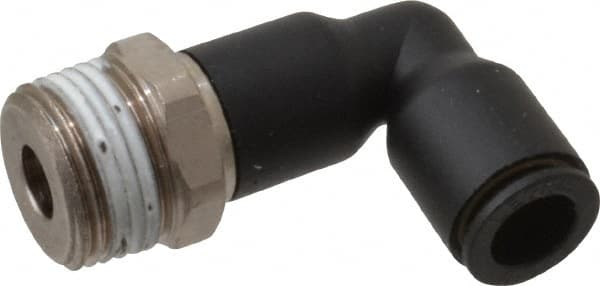 Legris - 8mm OD, 3/8 BSPP, Nylon/Nickel Plated Brass Push-to-Connect Extended Male Elbow - 290 Max psi - Exact Tooling