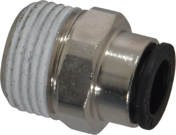 Legris - 5/16" Outside Diam, 3/8 BSPT, Nickel Plated Brass Push-to-Connect Tube Male Connector - 290 Max psi - Exact Tooling