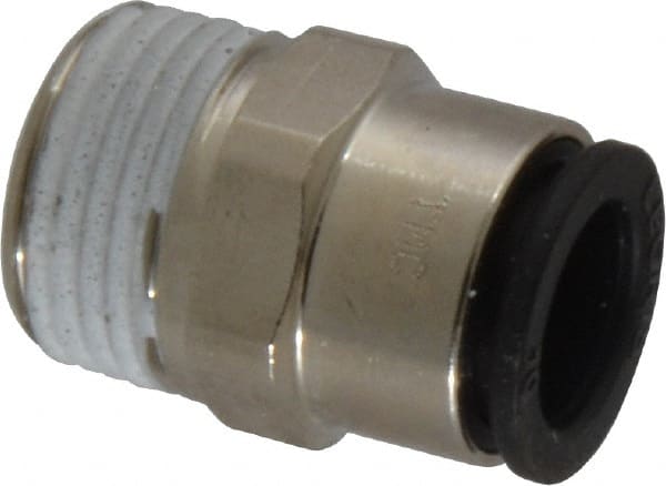Legris - 10mm Outside Diam, 3/8 BSPT, Nickel Plated Brass Push-to-Connect Tube Male Connector - 290 Max psi - Exact Tooling