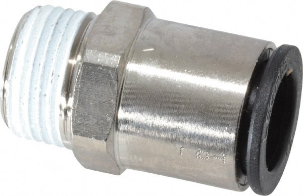 Legris - 12mm Outside Diam, 3/8 BSPT, Nickel Plated Brass Push-to-Connect Tube Male Connector - 290 Max psi - Exact Tooling