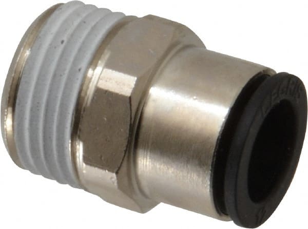 Legris - 12mm Outside Diam, 1/2 BSPT, Nickel Plated Brass Push-to-Connect Tube Male Connector - 290 Max psi - Exact Tooling